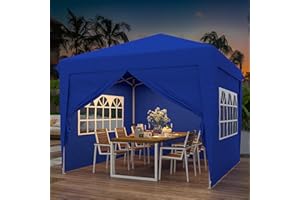 BUPPLEE 10x10 Pop Up Canopy Tent, Easy Up Canopy with 4 Removable Sidewalls&2 Window, Waterproof Pop Up Gazebo Tent for Parties,Commercial Outdoor Canopy for Vendor Events/Patio/Outdoor,Bonus 8 Stakes,Red