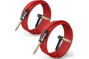 ANNNWZZD Guitar Cable, 1/4 Instrument Cable 6.35mm Jack Nylon Braided Audio Cord for Electric Guitar, Bass, Amp, Keyboard 10ft/3m 2 Pack