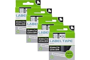 Colorty Compatible with DYMO D1 Labels, 1/2-Inch x 23-Foot Roll, 45013 Black on White Tape, Self-Adhesive Label Maker Refill,