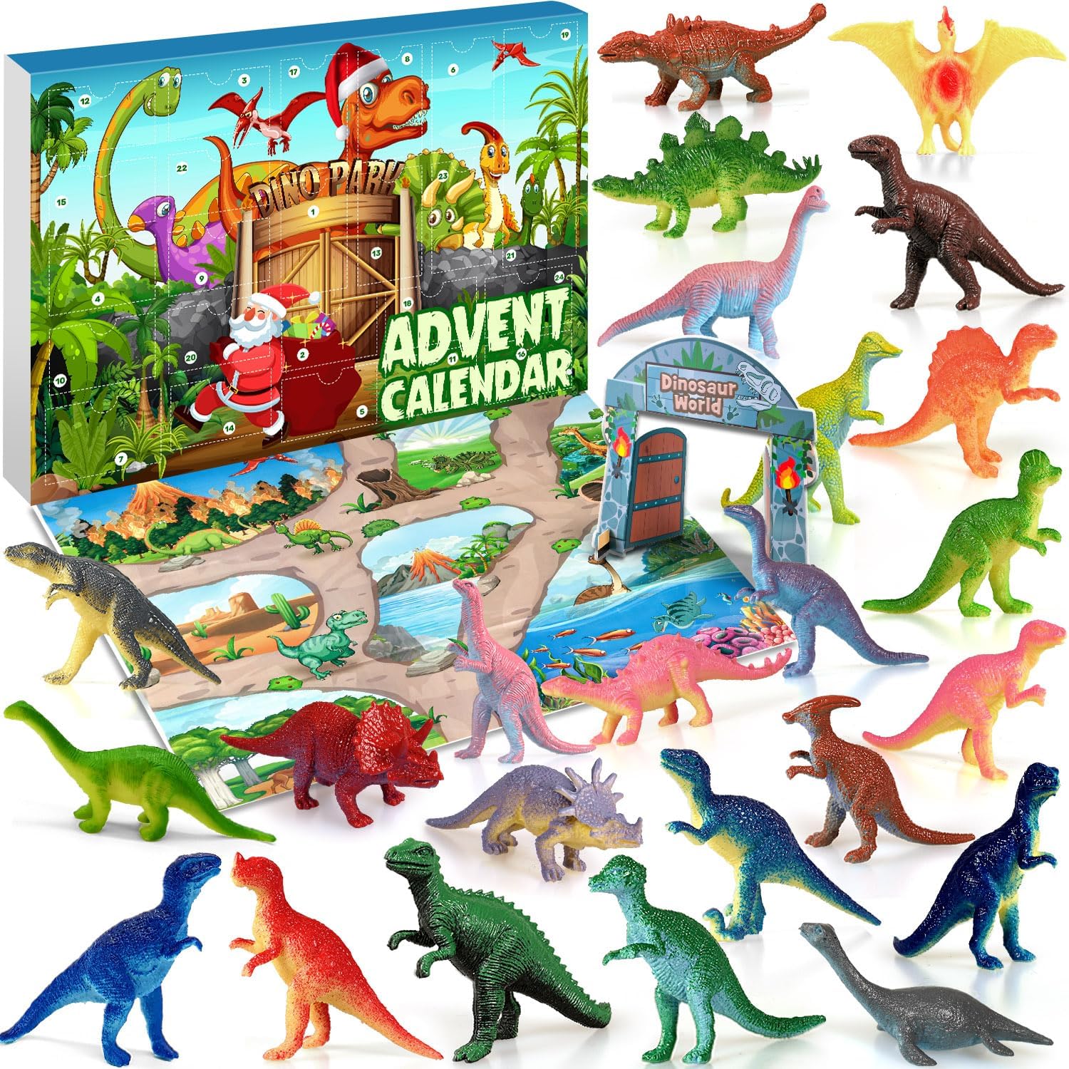 iZoeL Dinosaur Advent Calendar 2025 Boys Advent Calendar Kids Boys, 24 Christmas Toy Jurassic Dinosaurs for Son Grandson Brother Nephew Age 3 4 5 6 7