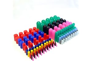 High Temp Masking Supply 160 Piece Silicone Rubber Plug and Cap Set - 1/16" to 3/4" Range - for Powder Coating, Painting, Ceramic Coating, Sealing Holes - Non-Toxic, Flexible, Reusable