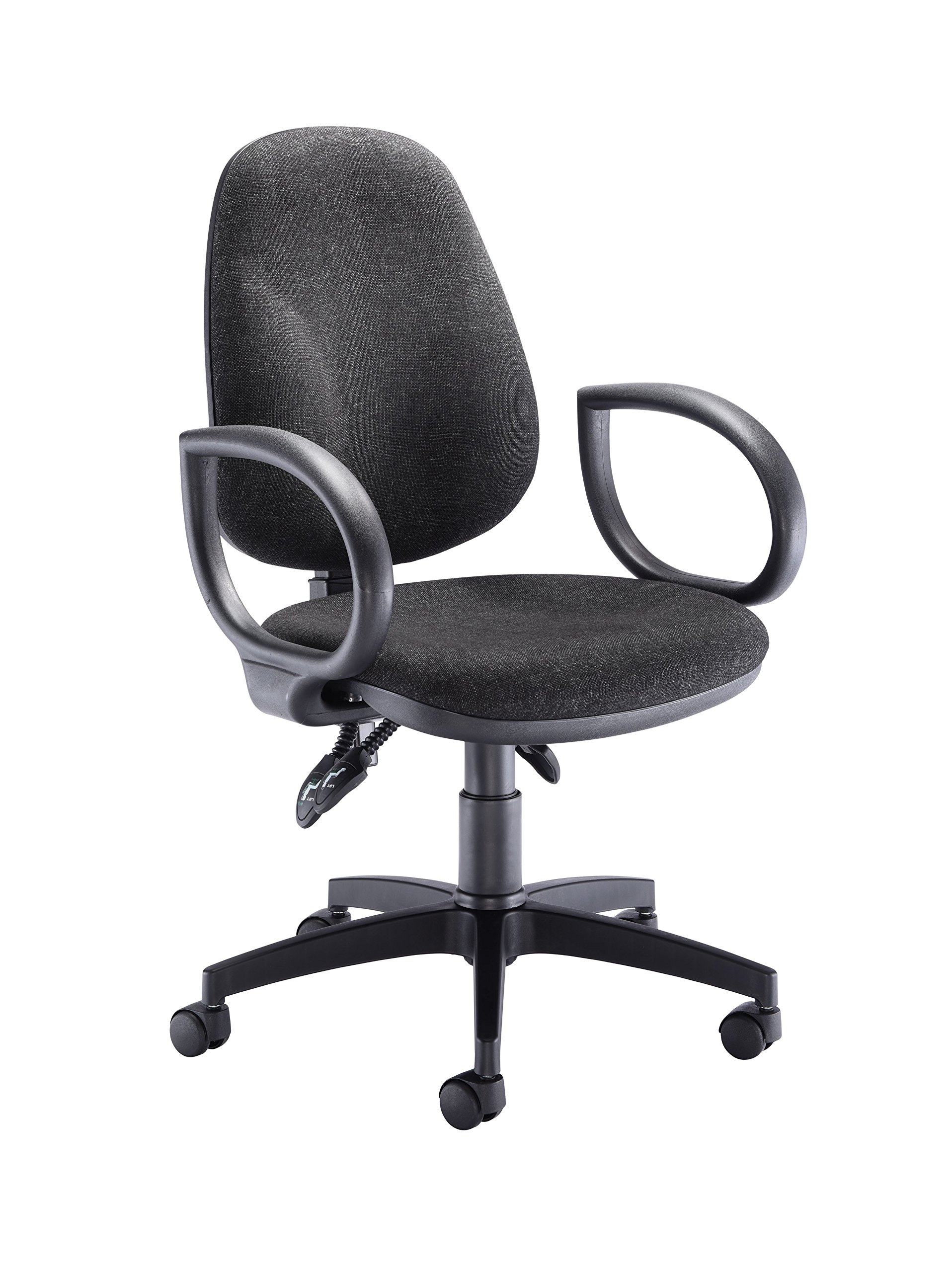 Office Hippo High Back Desk Chair, Ergonomic Home & Office Chair With Height Adjustable Seat, Fixed Arms & Lumbar Support For Extra Comfort, Computer Chair For Daily Use - Charcoal Grey