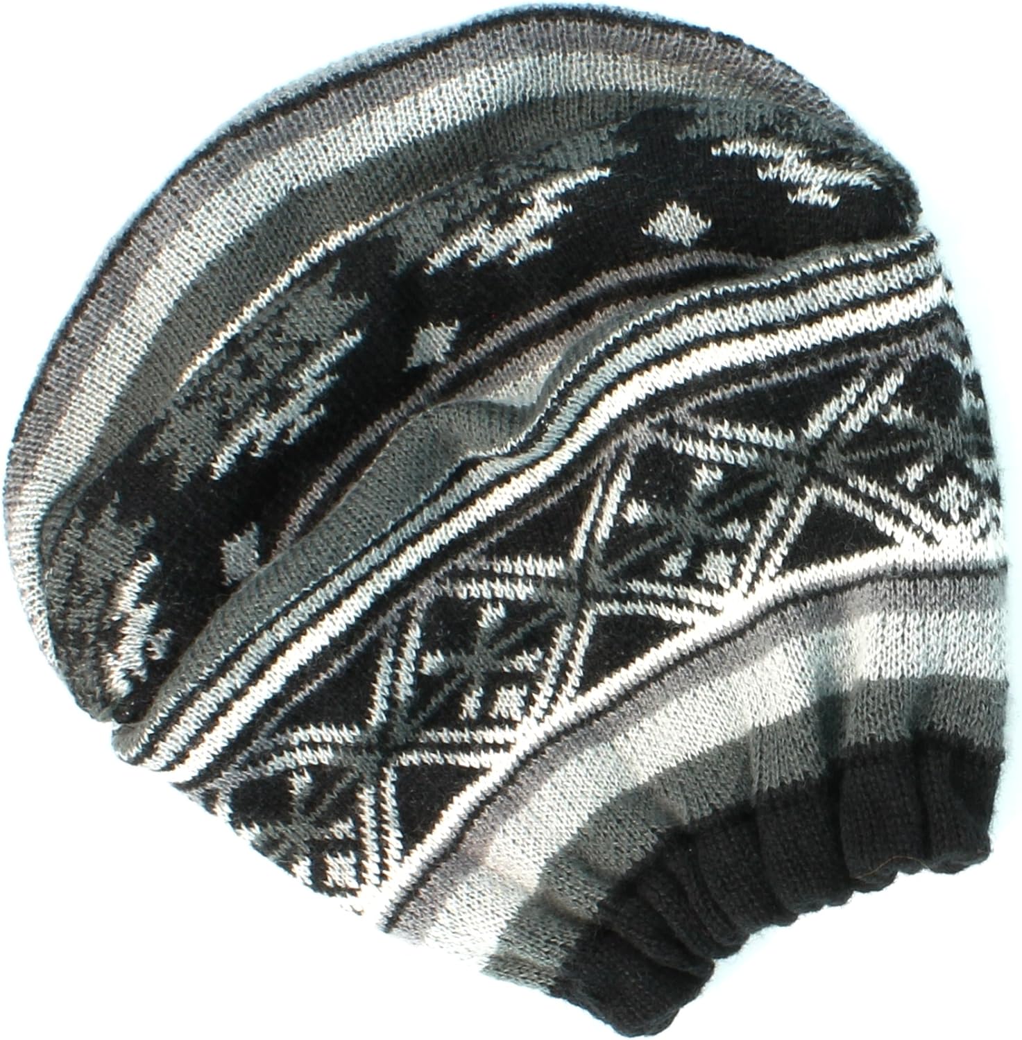 Mudd Junior Girls Slouch Fairisle Beanie Black White At Amazon