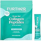Further Food Unflavored Collagen Peptides Powder Stick Packs, Grass-Fed Pasture-Raised Hydrolyzed Type 1 & 3 Protein, Gut Hea