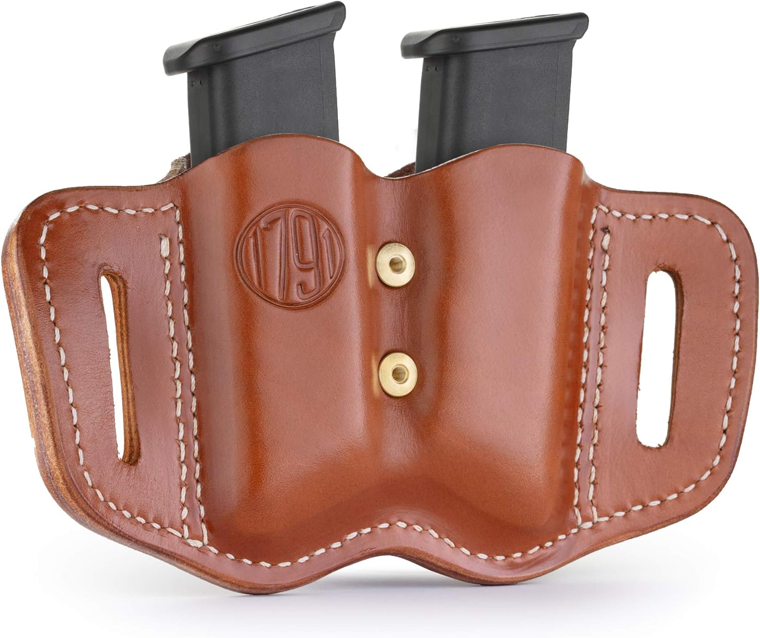 1791 GUNLEATHER 2.2 Flex Mag Holster with Adjustable Retention Screws - Double Mag Pouch for Polymer & Metal Double Mags, OWB Magazine Pouch for Belts - Classic Brown : Sports & Outdoors