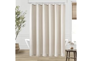 DUKIYO 90 Inch Shower Curtain Linen Neutral Earth Tone Extra Long Shower Curtain for Bathroom Bath Curtain Boho Vintage Country Style Rustic Cloth Shower Curtains Bathroom Decor, Greyish Beige Tan, 72x90