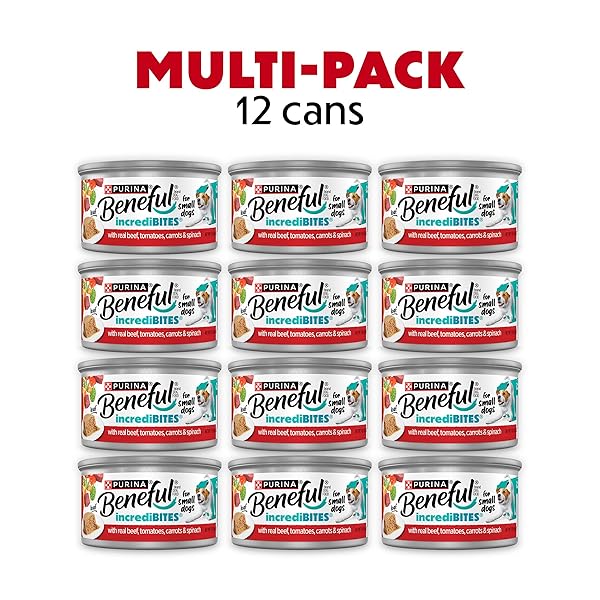 PURINA BENEFUL SMALL BREED WET DOG FOOD, INCREDIBITES LOAF WITH REAL BEEF RECIPE – (PACK OF 12) 3 OZ. CANS
