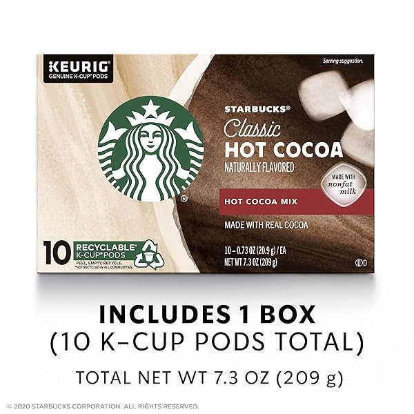 STARBUCKS HOT COCOA K-CUP COFFEE PODS — HOT COCOA FOR KEURIG BREWERS — 1 BOX (10 PODS)