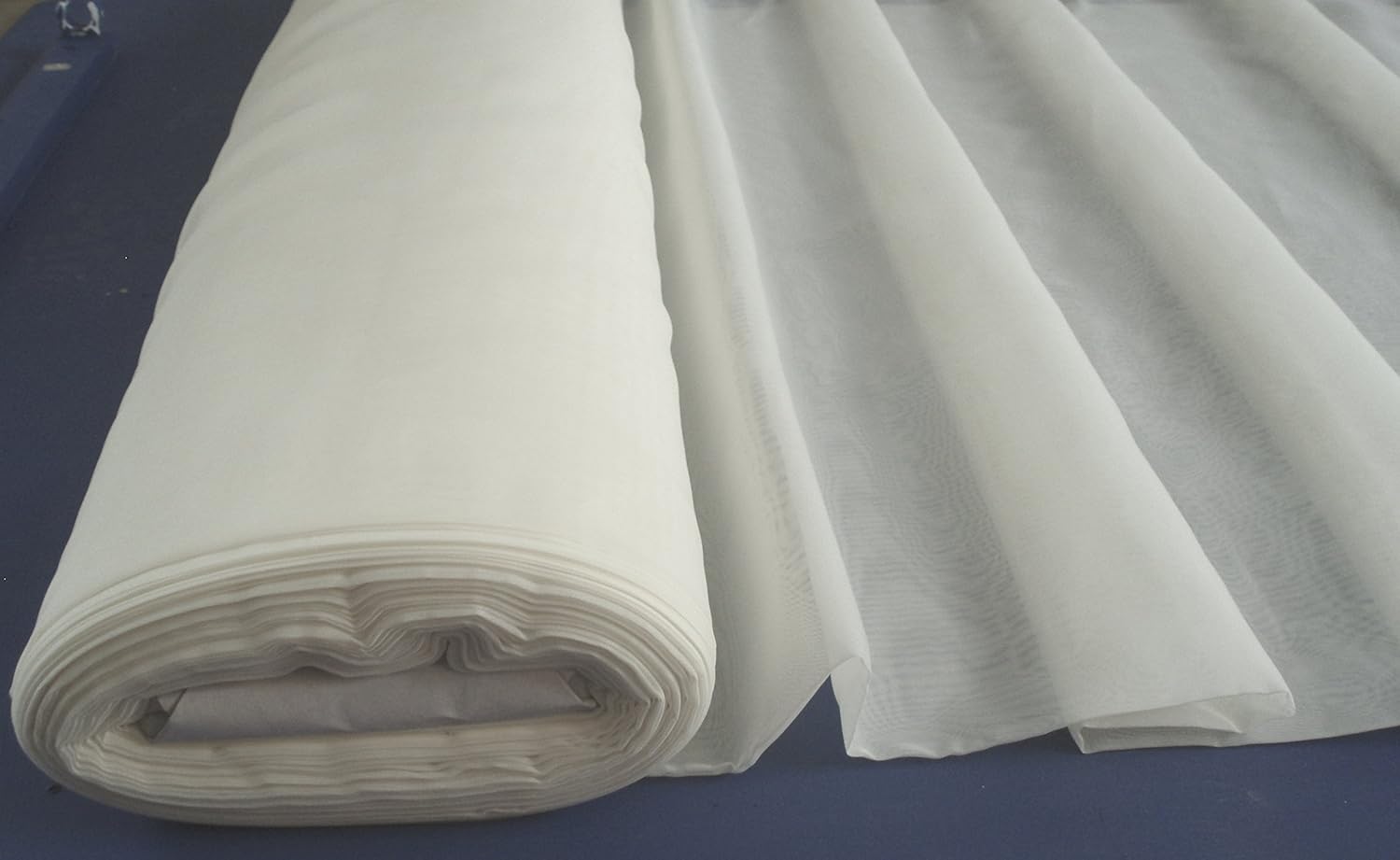 Linen Look Voile Muslin Fabric Roll Ivory / Natural 50 Metre Top