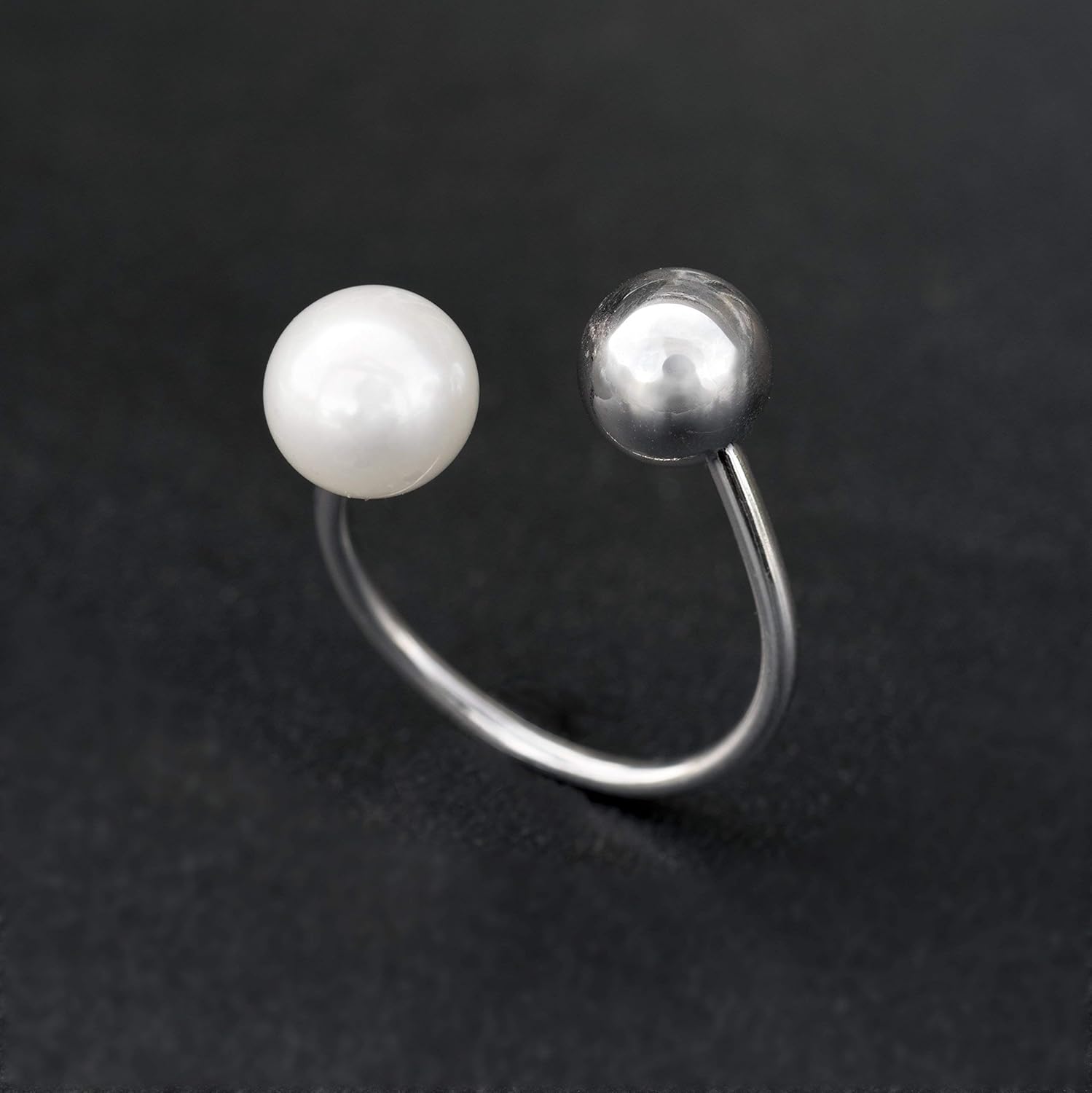 Pearl ring gift, open ring, minimalist ring, statement ring