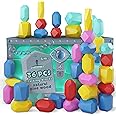EVERSMART Wooden Stacking Blocks – Montessori Toys for 1 2 3 4 5 6 Year Old Toddlers and Kids, No Choking Hazard – Building Rocks Stones Games, for Girls and Boys