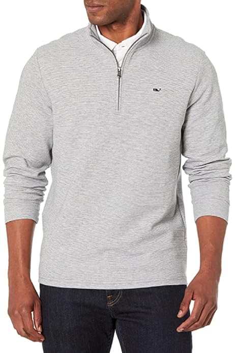 vineyard vines Men's Saltwater Quarter-Zip Pullover Sweater, Deep Bay,  Medium at Amazon Men's Clothing store