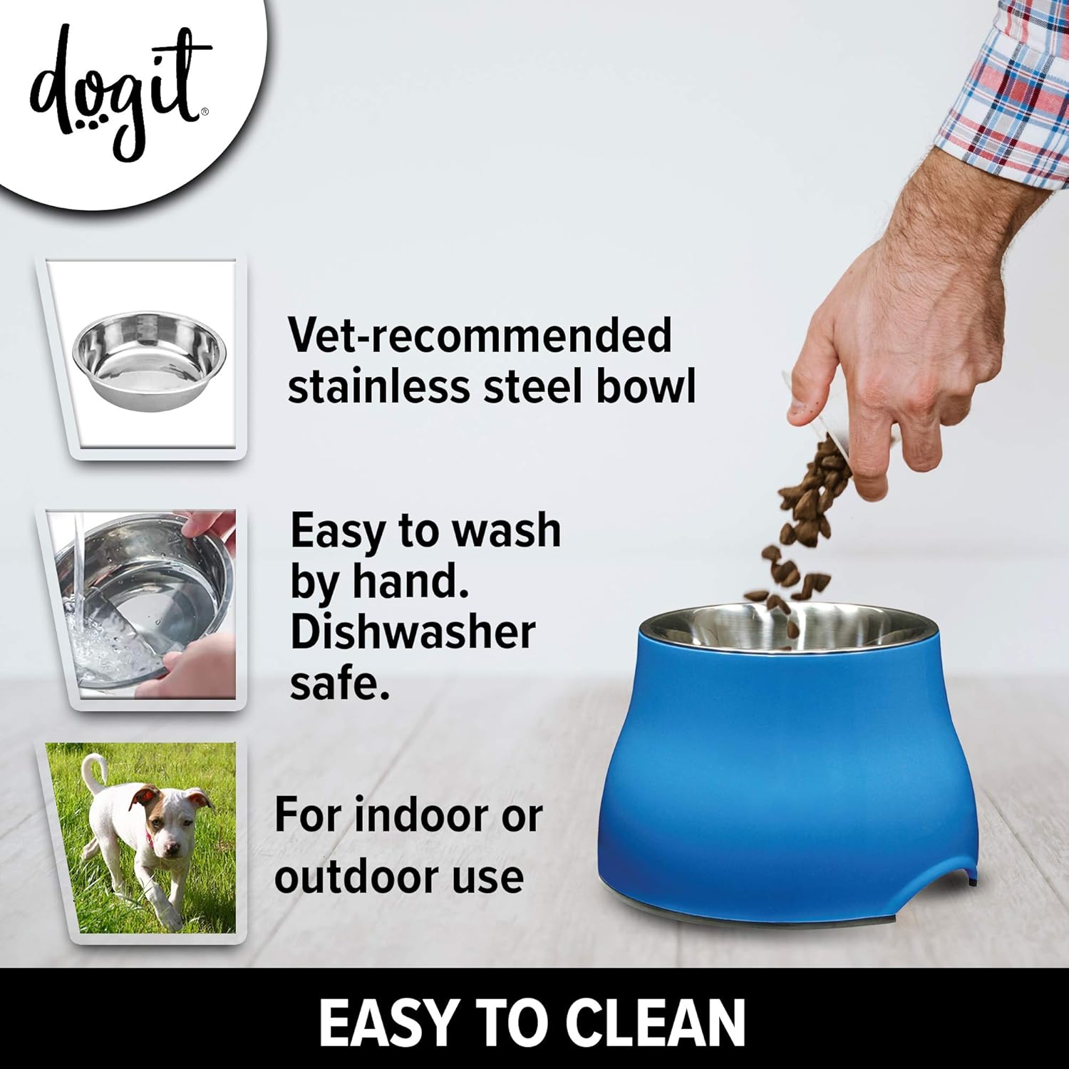 Dogit Elevated Dog Bowl, Stainless Steel Dog Food and Water Bowl for Small Dogs, Blue, 73743: Home & Kitchen