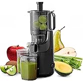 Elite Gourmet EJX320 Big Mouth Whole Fruit 5.2” Self-Feeding Chute, Cold Press Masticating Slow Juice Extractor, Hands-Free,