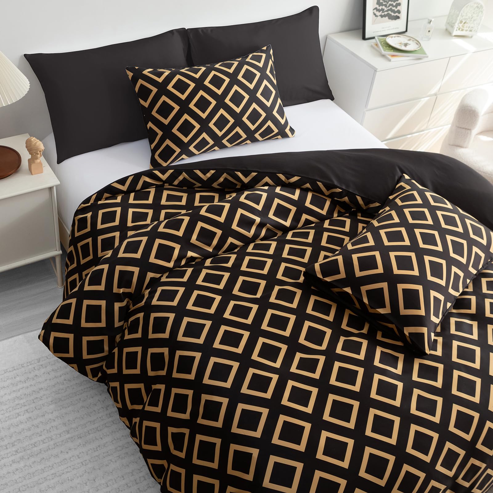 Grace King Size Duvet Cover Sets - Premium Satin Silk Reversible Kingsize Duvet Cover Sets (230 x 220 cm) 3 PCs - Luxurious Hotel Quality King Size Bedding Set With Zipper Closure