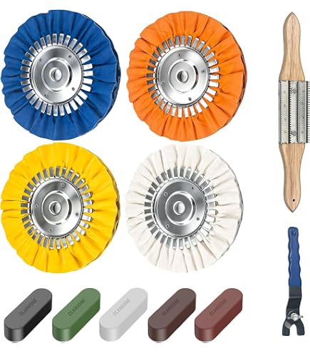 Produktbild von 9-teiliges Polierset Für Auto & Metall – 20 Cm Polierscheiben Mit 5 Pasten, 5/8" Aufnahme, Bis 12.000 U/min