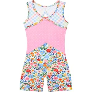 Taubow Gymnastics Leotards for Girls Biketard Toddler Ballet Dance Unitards | Tumbling Outfit for Kids, Rainbow, Leopard, But