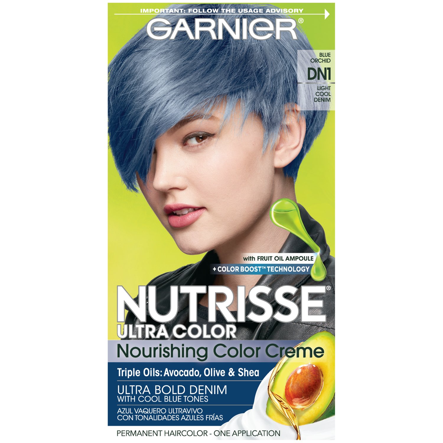 Garnier Nutrisse Ultra Color Nourishing Hair Color Creme, DN1 Light Cool Denim (Packaging May Vary), Pack of 1