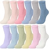 Geyoga 12 Pairs Colorful Fuzzy Socks for Women Cozy Fluffy Slipper Socks Soft Mink Velvet Cute Winter Warm Sleeping Valentine's Day Gifts for Women