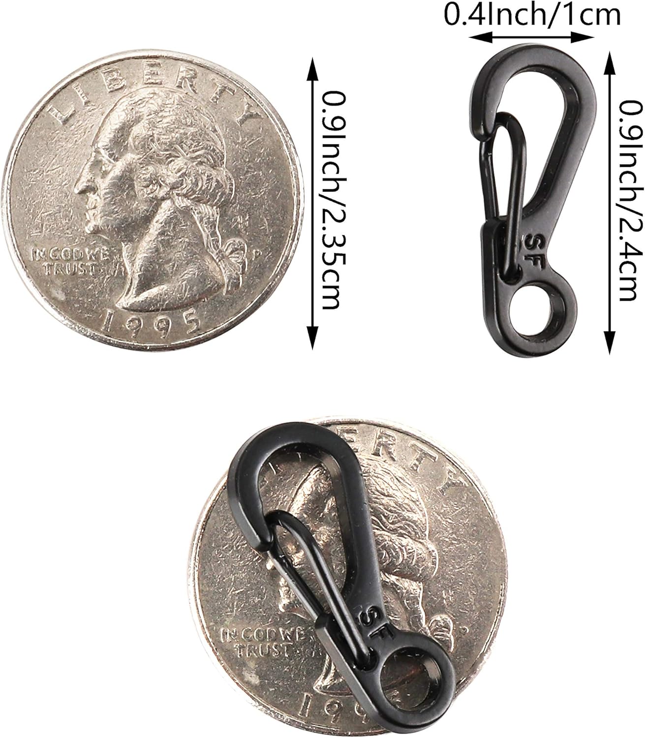 Swatom Mini SF Alloy Carabiner Clip Tiny Spring Snap Hook Carabiners for Paracord Backpack Camping Bottle Using Keychains Accessories 10pcs (New Black Style): Sports & Outdoors