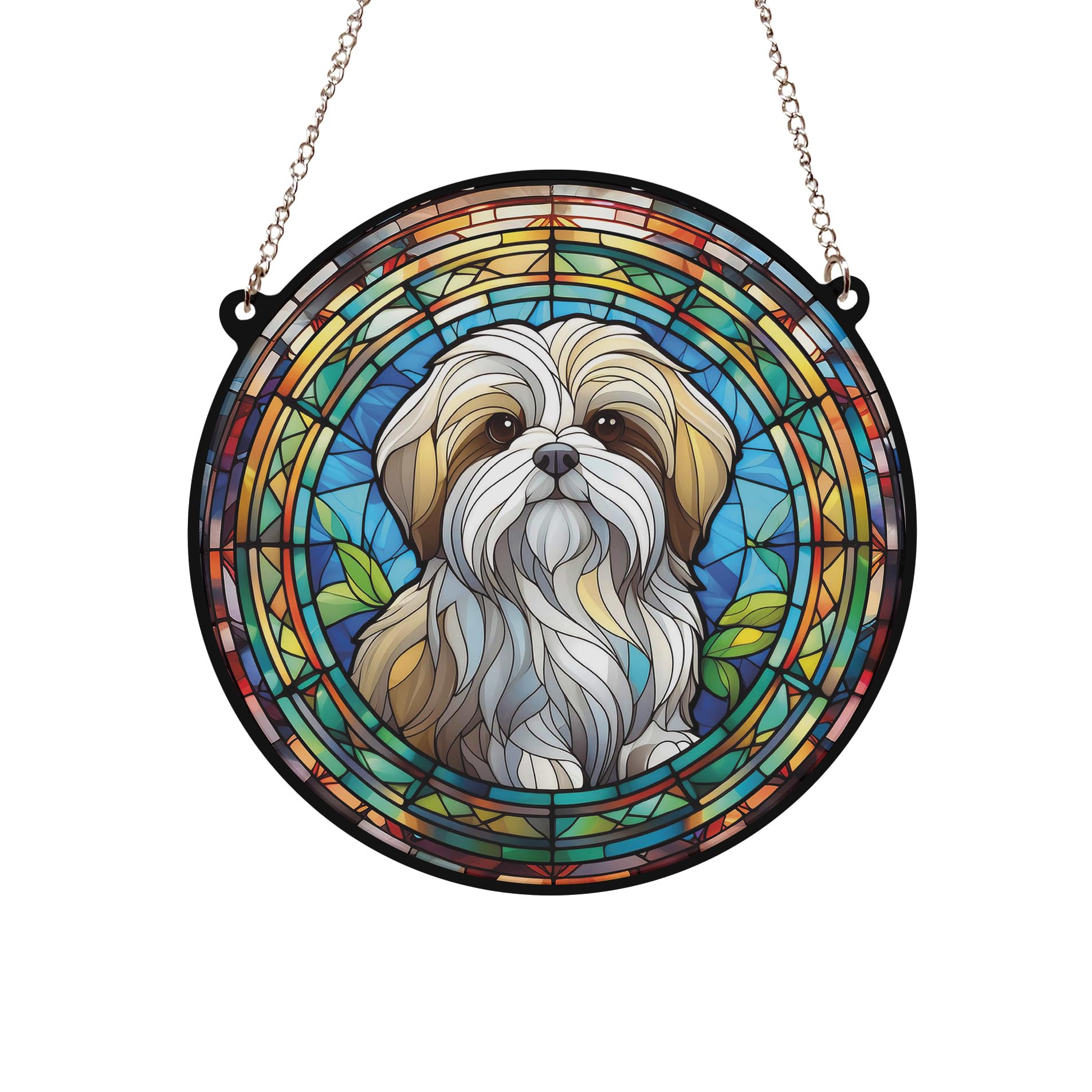 Shih Tzu Stained Glass Effect Suncatcher Gift for Dog Lovers - 13cm