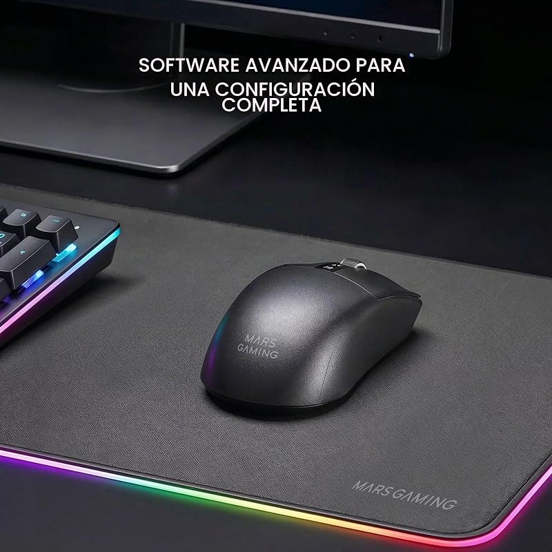 MMW-Elite, rato gaming sem fios, Bluetooth 5.4 + 2.4GPRO + Cabo, sensor ótico PixArt PAW3311PRO 20000 dpi, Ultralight 69g, 6 botões, ecrã OLED, base de carregamento magnético RGB, preto