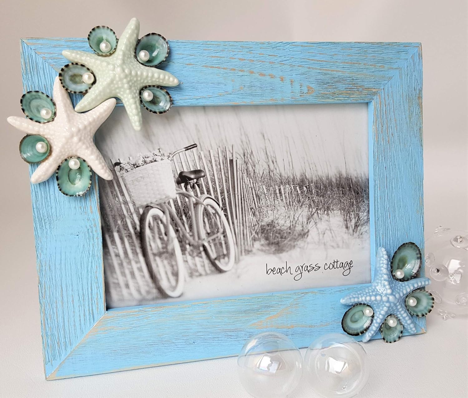 Amazon Com Beach Decor Nautical Seashell Frame W Ceramic Starfish