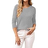 BAMBOO ISLAND Women's 100% Cotton Sweaters Long Sleeve Lightweight Knit Solid Soft Pullover Tops