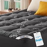 BEDLORE King Mattress Topper, Thick Soft Pillow Top Bed Topper | Viscose Bamboo, Stretchable Pockets Fit 6"-18", Breathable Mattress Topper for Back Pain Relief and Hot Sleepers(Dark Gray)