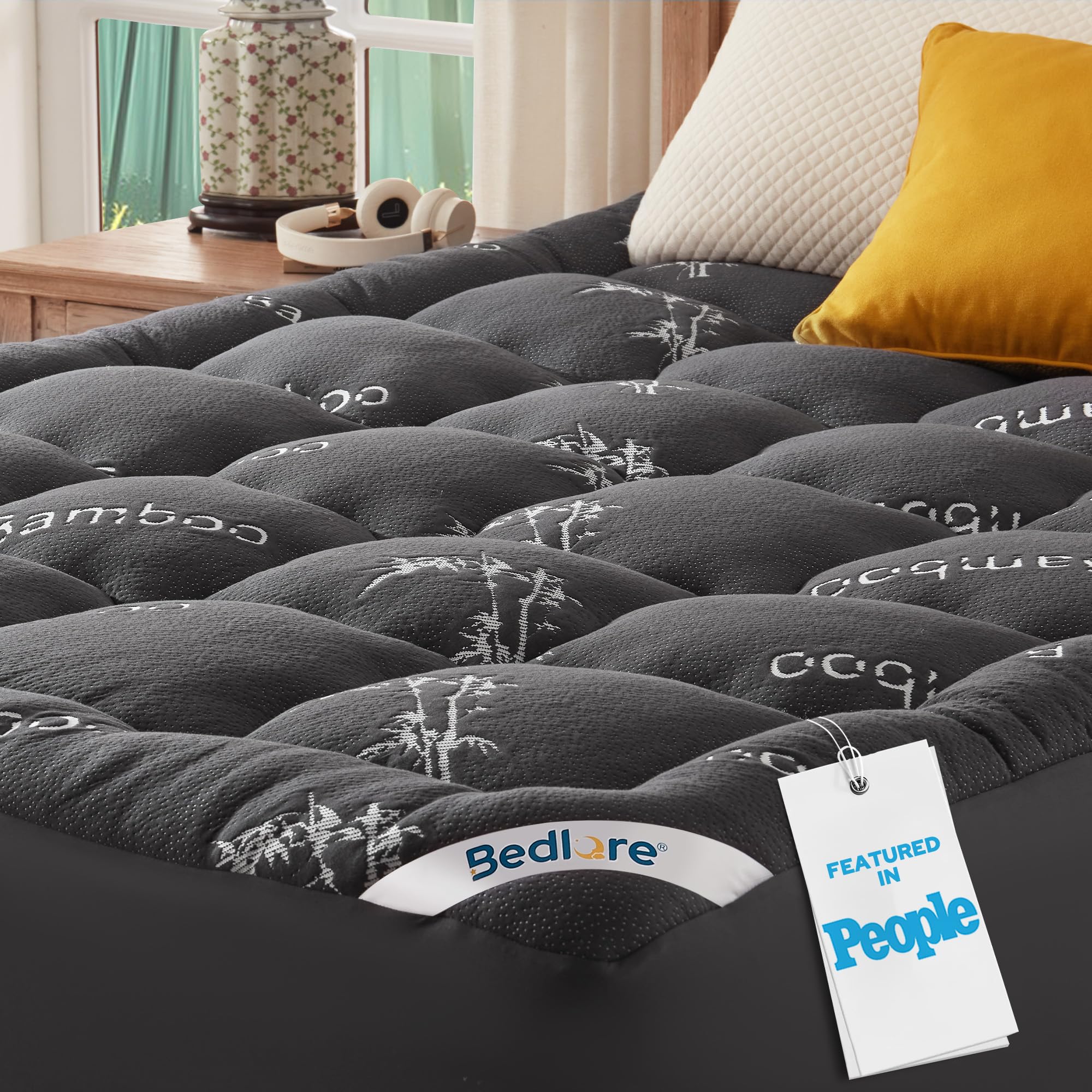 BEDLORE Full Size Mattress Topper Viscose Bamboo, Pillow Top Mattress Pad
