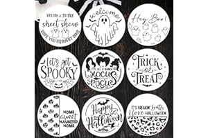 ZOSYLLEY Halloween Stencils for Painting on Wood 12” Large Halloween Stencil Hey Boo Trick or Treat Hocus Pocus Templates for Door Hanger Porch Sign Shirt Painting