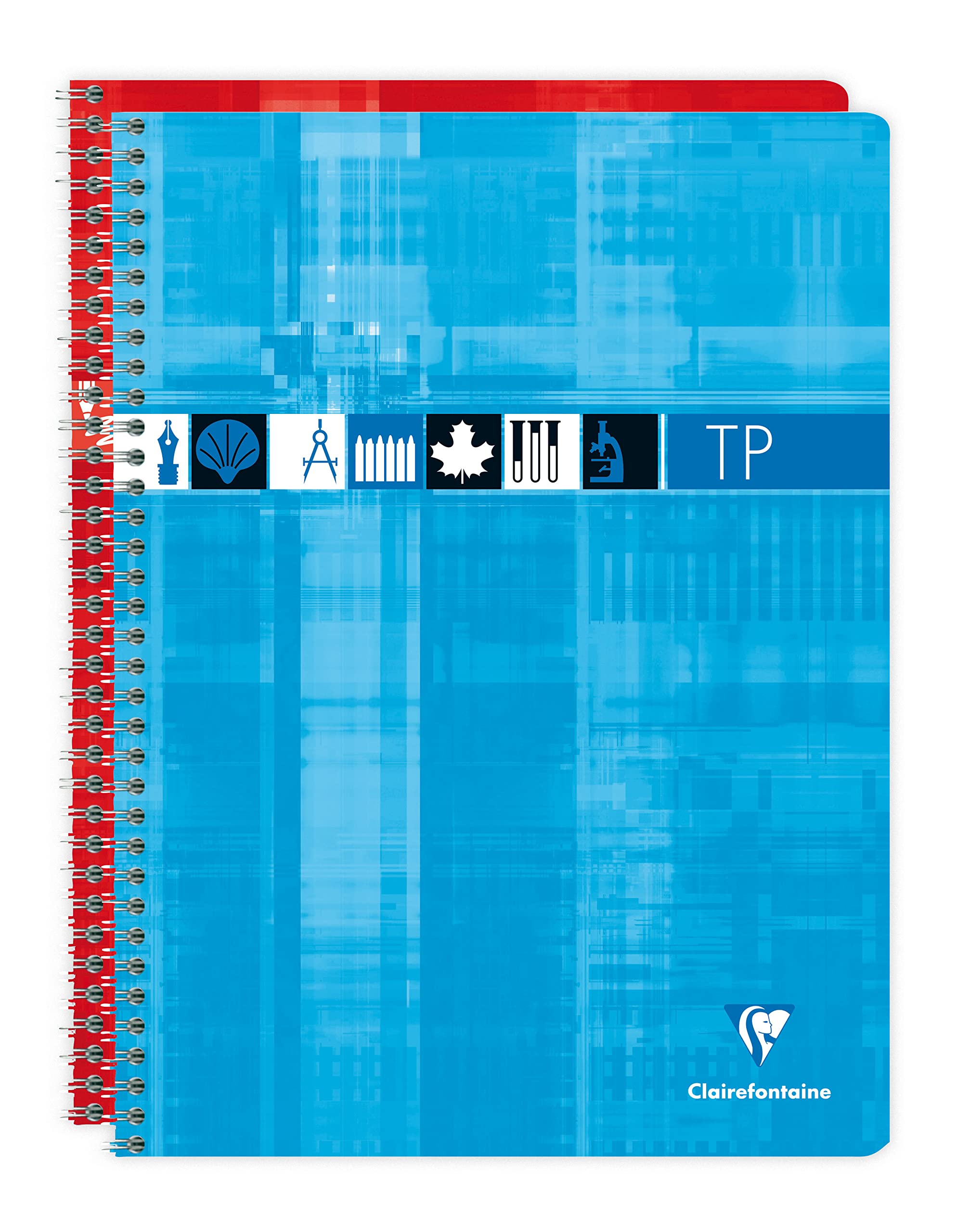 Clairefontaine 8007C A Spiral Notebook for Practical Work - 24x32 cm - 80 Seyes Ruled Pages 90 g and Plain White 125 g - Cover Laminated Card - Random Colour