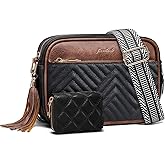 Crossbody Bags for Women Shoulder Handbags: Quilted Wallet Set Vegan Leather Purses with Tassel Adjustable Guitar Wide Strap