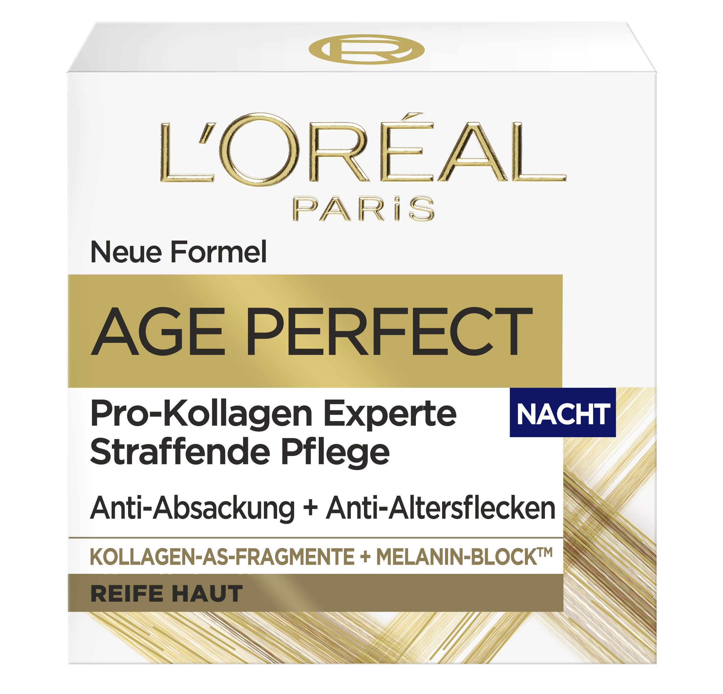 L'Oréal Paris Firming Night Cream for Mature Skin, Anti-Ageing Moisturiser Against Age Spots, with Collagen AS Fragments, Age Perfect Pro Collagen Expert, 50 ml