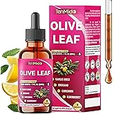 Tenmido Olive Leaf Extract Liquid - 8in1 with Garlic, Oregano, Curcumin, Elderberry, Dandelion, Ginger, and Peppermint - Vegan, Non-GMO - 30ml 1 Fl Oz