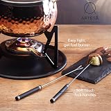 Artesà Fondue Set with 6 Forks Copper Finish Ceramic Bowl Burner view 2