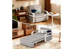 HG PLVTII 42.5" Pull Out Sofa Bed, 3 in 1 Convertible Sleeper Sofa, Single Loveseat Couch Bed with Storage, Trundle and 2 Pillows for Living Room, Bedroom, Dorm, Office, RV (Light Grey)