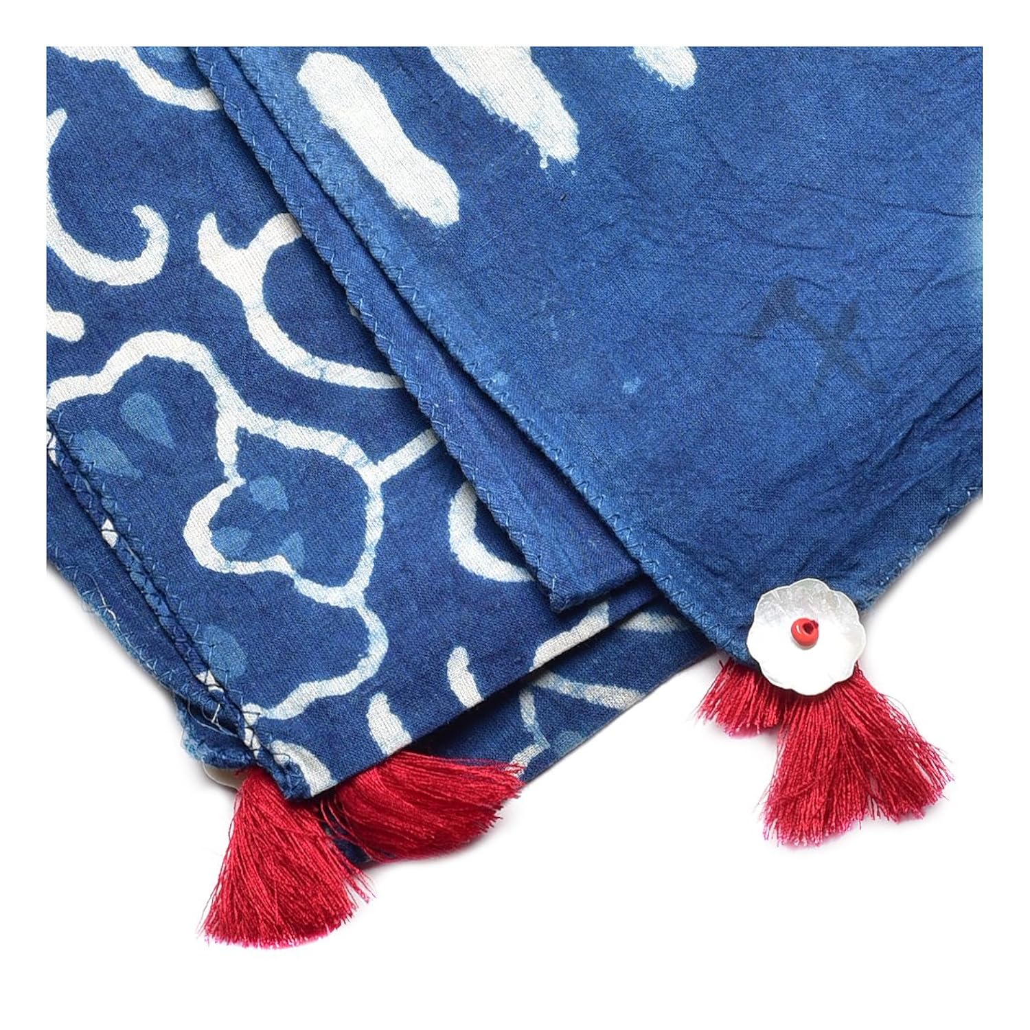 uravi pure cotton indigo hand block printed stole