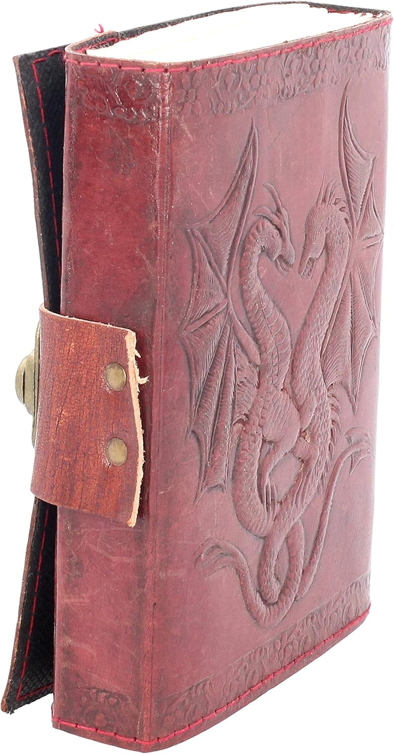 Nemesis Now Double Dragon Leather Journal With Lock 20cm Brown, Red, 12.5 x 18cm - Image 4
