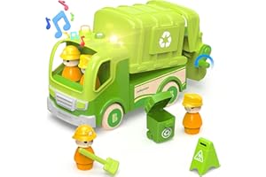 BELLOCHIDDO Garbage Truck Toys - Toddler Toys with Sound and Light, Kids Toys, Wooden Toy Cars for 3 4 5 6 7 Year Old Boys & Girls, Kids Games,Toy Figures & Playsets, Birthday Gift for Kids
