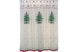 Spode - Fabric Shower Curtain, Holiday Bathroom Decor Christmas Tree Collection, 72"