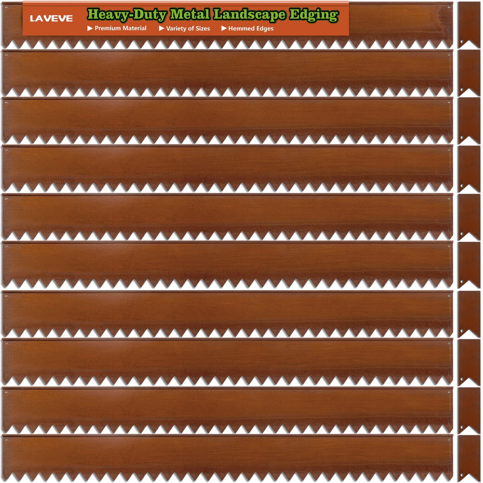 Photo 1 of LAVEVE Landscape Edging Pre-Rusted Galvanized Steel, Hammer-in Metal Garden Edging Border with Clips, Suitable for Garden Fence, Paver Edging, Lawn and Yard
