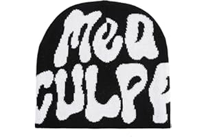 Cleveinuan TaowaveWomen Beanie Y2k Hat,MEA Culpa Graphic Beanies Designs,Winter Hat Knit Skull Cap