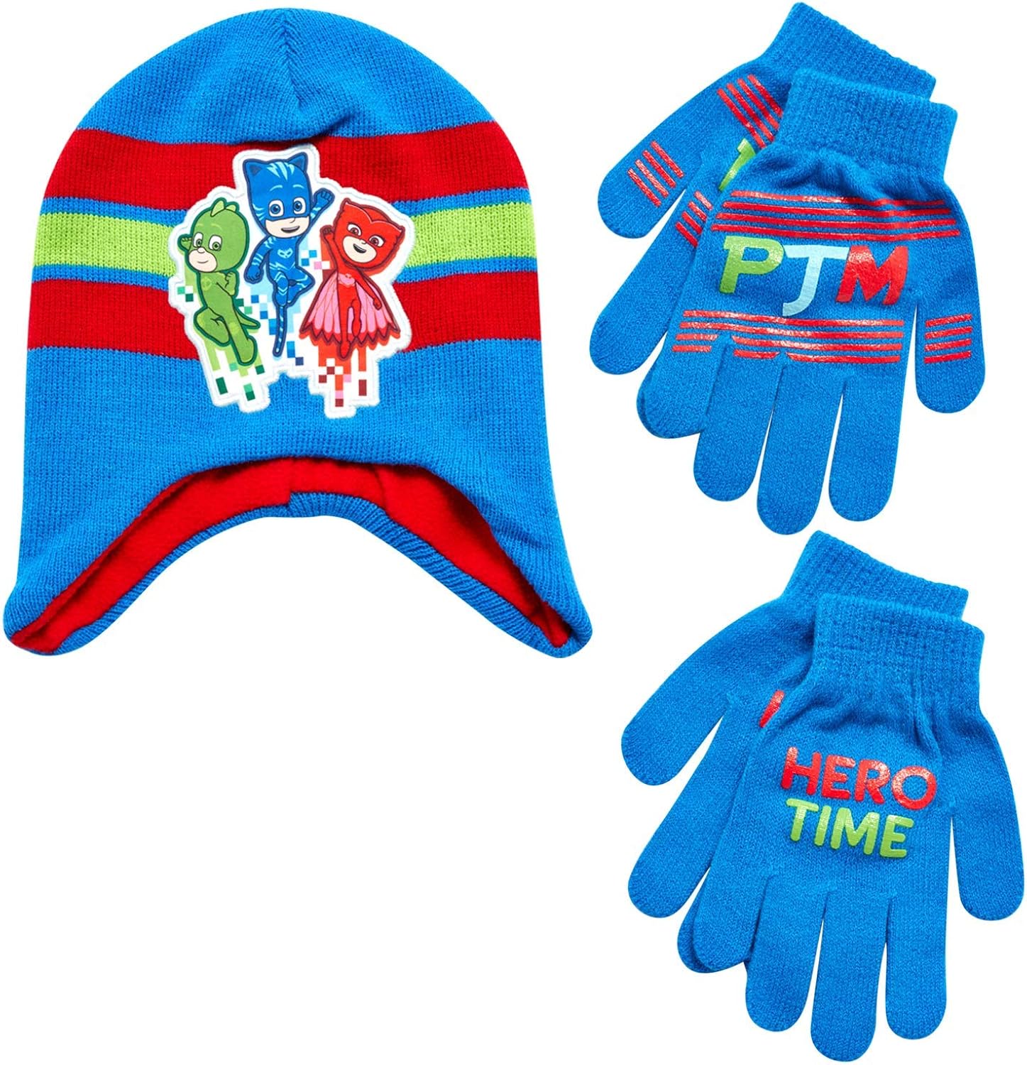 PJ Masks Winter Hat and 2 Pair of Gloves or Mittens Set (Age 2-7): Clothing