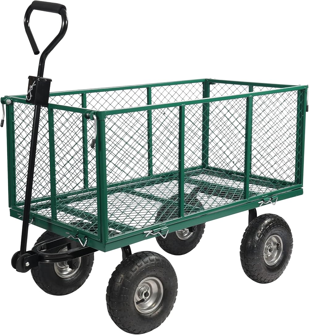 campMax Oversized Garden Cart 650lbs Heavy Duty Wagon with Removable Sides
