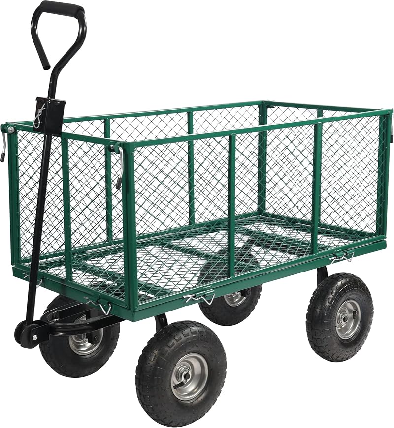 campMax Oversized Garden Cart 650lbs Heavy Duty Wagon with Removable Sides