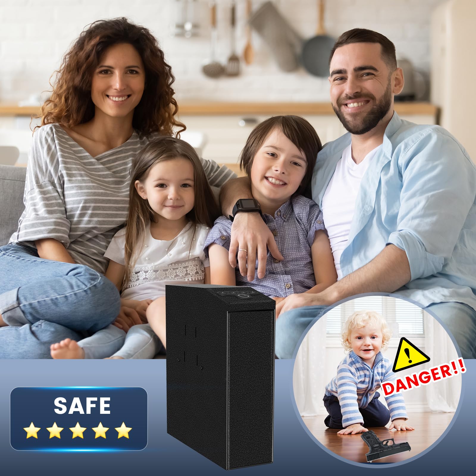 IDMIDM Pistol Safe Upgraded,0.1 Seconds Quick Access Auto Sliding Door Hand Gun Safe for Handgun,with Biometric Fingerprin, PIN Code,Key Access,for Bedside, Desk,Office Safety (Upgraded Pistol Safe)