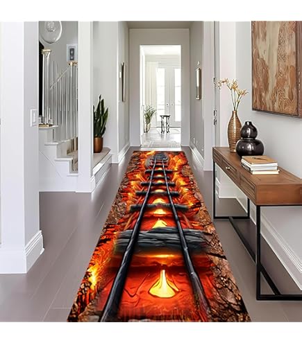 Amazon.com: 3D Optical Illusion Flame Runner Rugs 2x7ft,Red