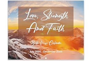 INDEME 2024-2025 Wall Calendar - Bible Verse Wall Calendar 2024-2025, July 2024 - Dec 2025, 17" x 11" (Open), Hanging Hook, Blocks and Holidays - Nature's Beauty with Inspiring Bible Quotes