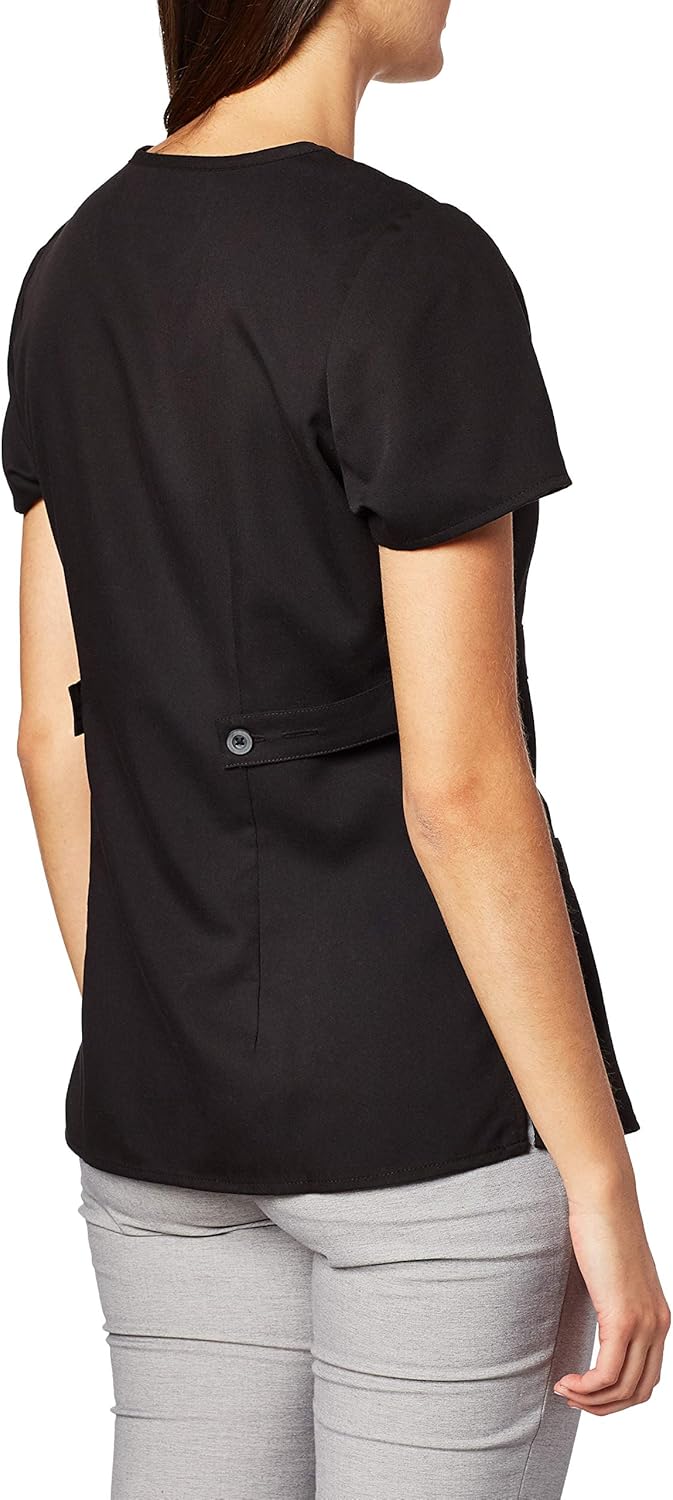 Grey's Anatomy Women's Junior Fit 3 Pocket Mock Wrap Scrub Top, Black, Small: Medical Scrubs Shirts: Clothing